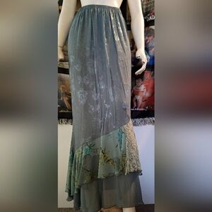 Vintage Spencer Alexis Skirt Maxi Patchwork Sz 8 Womens Floral Long blue Boho